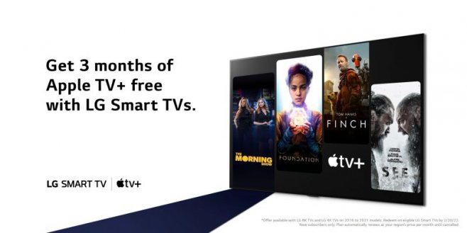 LG предлагает владельцам своих Smart TV трехмесячный пробный период Apple TV+